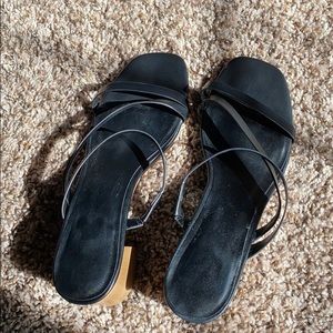 Black leather Tommy Hilfiger heels.